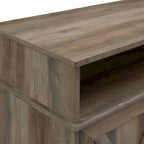 Console TV de cheminée électrique style porte de grange 60 po, Chêne rustique / Blanc brossé / Gris délavé, Convient aux téléviseurs jusqu'à 65 po