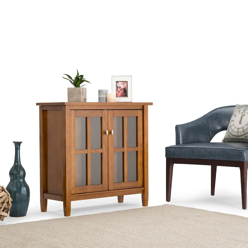 Meuble TV en bois – Brun Miel/Doré Clair/Tabac | Style Shaker