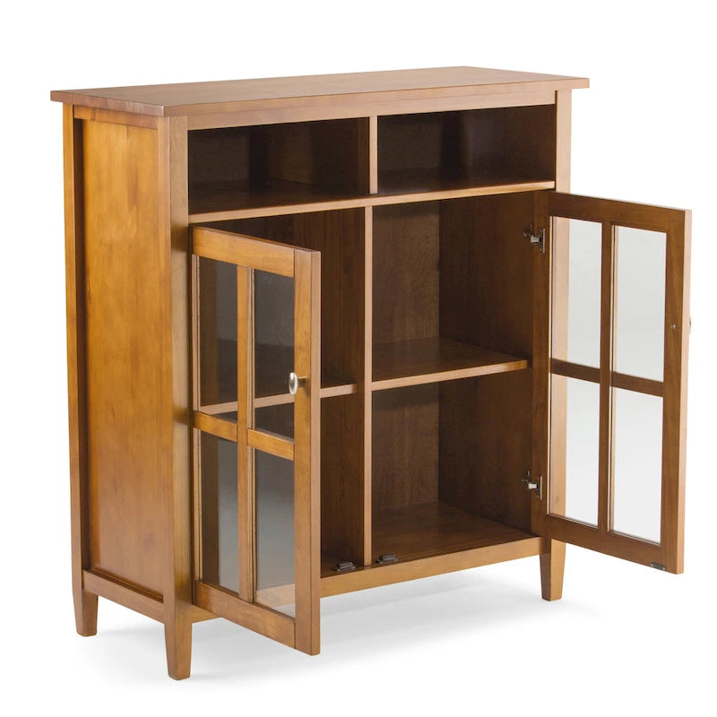 Meuble TV en bois – Brun Miel/Doré Clair/Tabac | Style Shaker