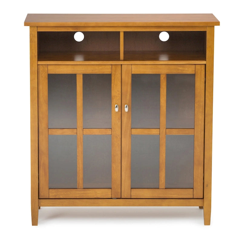 Meuble TV en bois – Brun Miel/Doré Clair/Tabac | Style Shaker