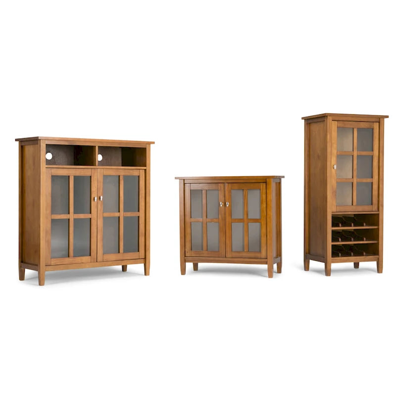 Meuble TV en bois – Brun Miel/Doré Clair/Tabac | Style Shaker