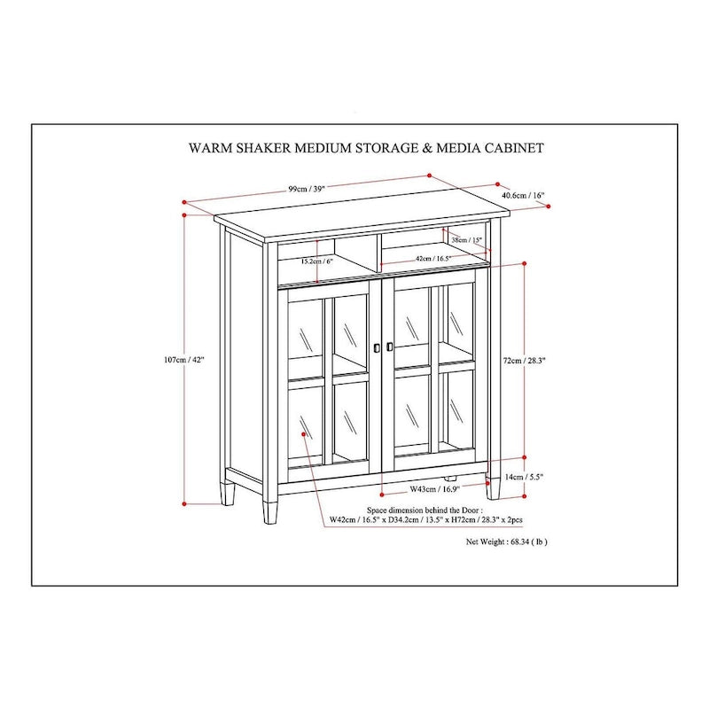 Meuble TV en bois – Brun Miel/Doré Clair/Tabac | Style Shaker