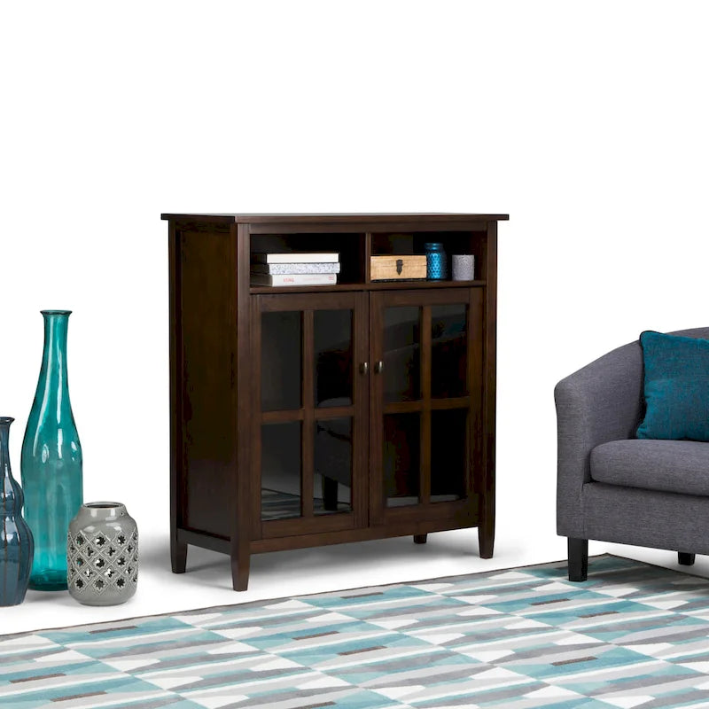 Meuble TV en bois – Brun Miel/Doré Clair/Tabac | Style Shaker