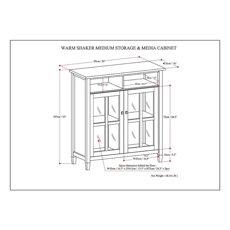 Meuble TV en bois – Brun Miel/Doré Clair/Tabac | Style Shaker