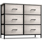 Commode en tissu beige/gris à 6 tiroirs, Meuble de rangement simple
