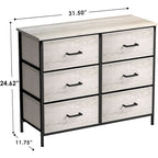 Commode en tissu beige/gris à 6 tiroirs, Meuble de rangement simple