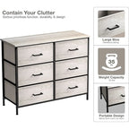 Commode en tissu beige/gris à 6 tiroirs, Meuble de rangement simple