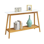 Console laquée blanche brillante avec étagère inférieure, style Mid-Century