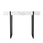 Table console moderne aspect marbre blanc/noir pour 1 personne