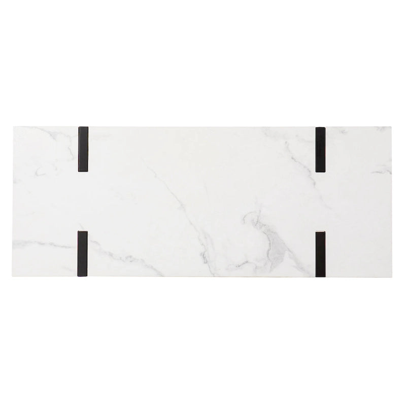 Table console moderne aspect marbre blanc/noir pour 1 personne