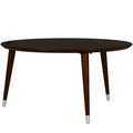 Table basse ronde du milieu du siècle – Espresso et Noyer, assemblage à 2 personnes