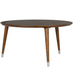 Table basse ronde du milieu du siècle – Espresso et Noyer, assemblage à 2 personnes