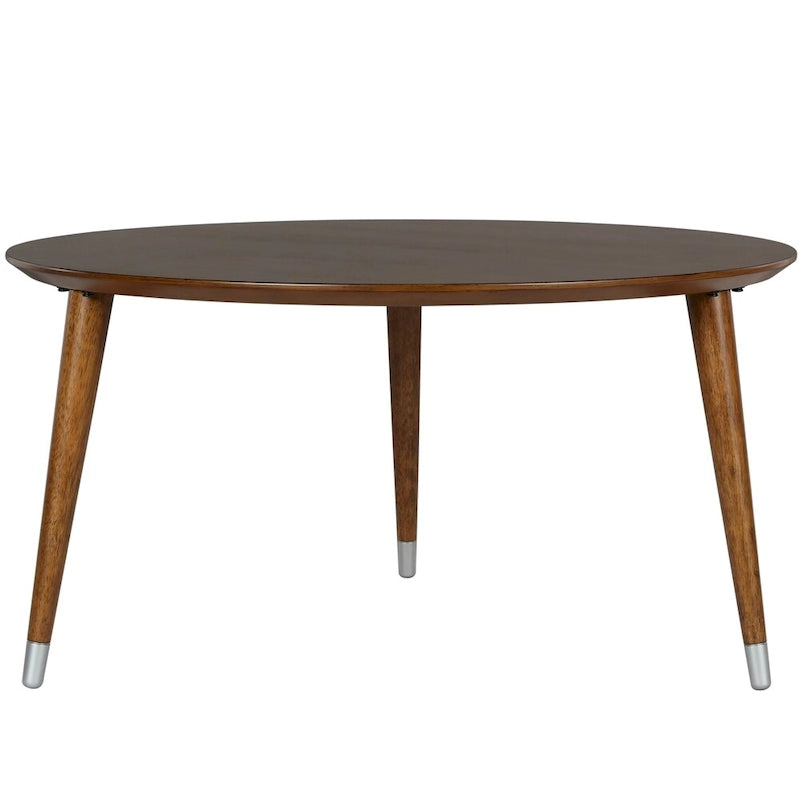 Table basse ronde du milieu du siècle – Espresso et Noyer, assemblage à 2 personnes