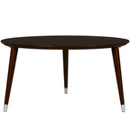 Table basse ronde du milieu du siècle – Espresso et Noyer, assemblage à 2 personnes
