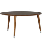 Table basse ronde du milieu du siècle – Espresso et Noyer, assemblage à 2 personnes