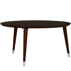 Table basse ronde du milieu du siècle – Espresso et Noyer, assemblage à 2 personnes