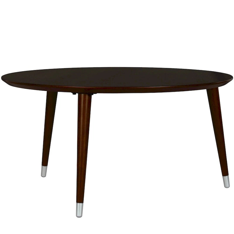 Table basse ronde du milieu du siècle – Espresso et Noyer, assemblage à 2 personnes