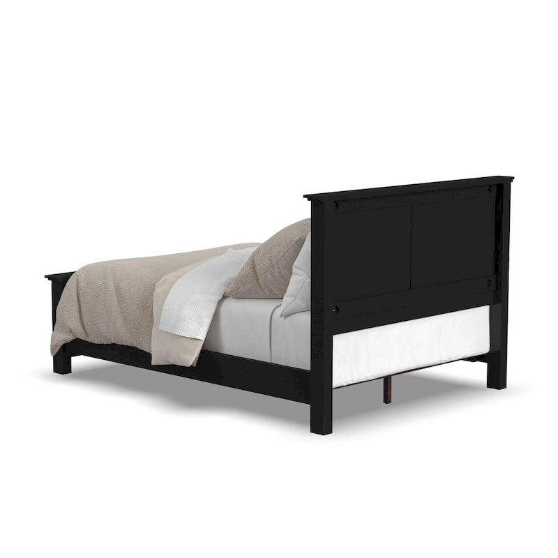 Cadre de lit Queen noir, style panneau classique, 2 personnes