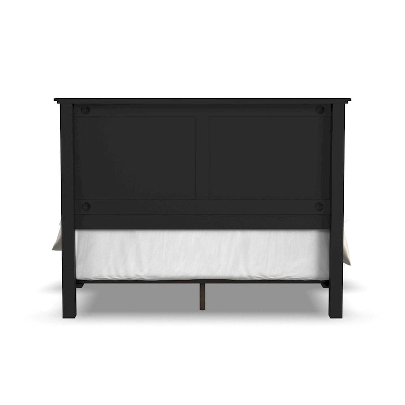 Cadre de lit Queen noir, style panneau classique, 2 personnes