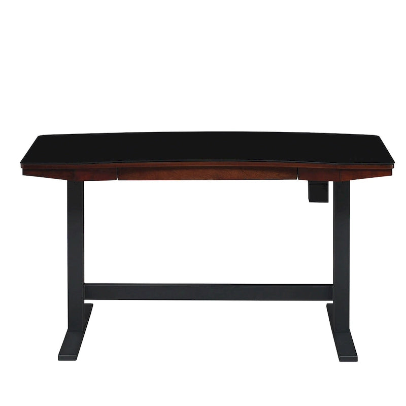 Bureau réglable en hauteur Meridian Cherry Electric, plateau en verre, pour une personne