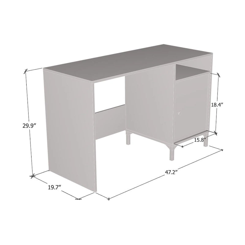 Bureau 1 porte, finition mate blanche, utilisateur unique