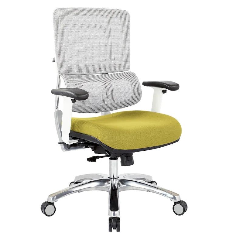 Chaise de bureau dossier maille et assise tissu – Violet / Olive / Jade / Rouge / Ciel / Noir / Bleu / Orange, 1 place