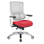 Chaise de bureau dossier maille et assise tissu – Violet / Olive / Jade / Rouge / Ciel / Noir / Bleu / Orange, 1 place
