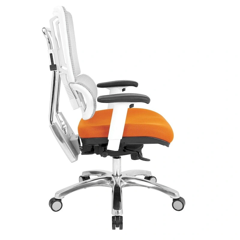 Chaise de bureau dossier maille et assise tissu – Violet / Olive / Jade / Rouge / Ciel / Noir / Bleu / Orange, 1 place