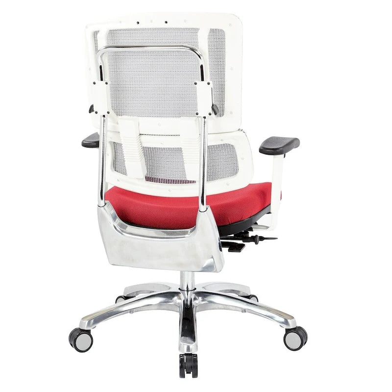Chaise de bureau dossier maille et assise tissu – Violet / Olive / Jade / Rouge / Ciel / Noir / Bleu / Orange, 1 place