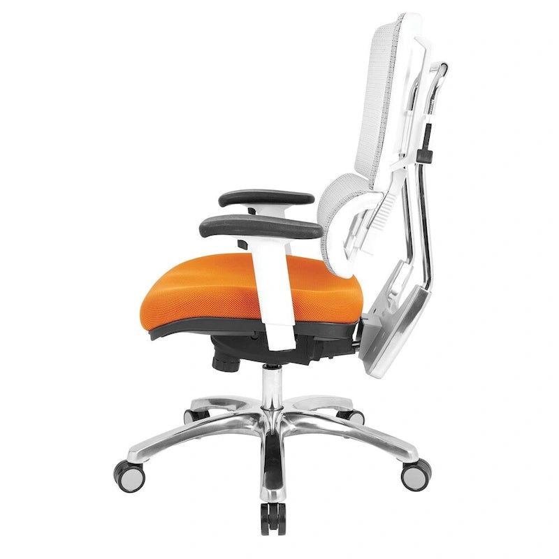 Chaise de bureau dossier maille et assise tissu – Violet / Olive / Jade / Rouge / Ciel / Noir / Bleu / Orange, 1 place