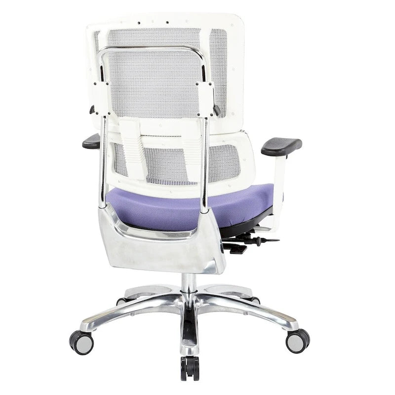 Chaise de bureau dossier maille et assise tissu – Violet / Olive / Jade / Rouge / Ciel / Noir / Bleu / Orange, 1 place