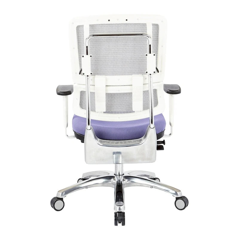 Chaise de bureau dossier maille et assise tissu – Violet / Olive / Jade / Rouge / Ciel / Noir / Bleu / Orange, 1 place