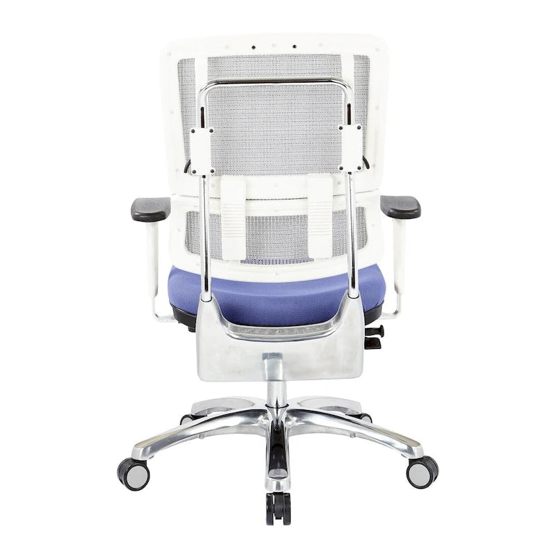 Chaise de bureau dossier maille et assise tissu – Violet / Olive / Jade / Rouge / Ciel / Noir / Bleu / Orange, 1 place