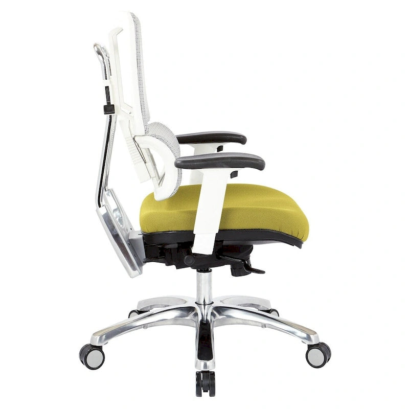 Chaise de bureau dossier maille et assise tissu – Violet / Olive / Jade / Rouge / Ciel / Noir / Bleu / Orange, 1 place