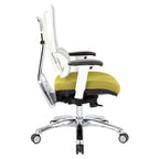Chaise de bureau dossier maille et assise tissu – Violet / Olive / Jade / Rouge / Ciel / Noir / Bleu / Orange, 1 place
