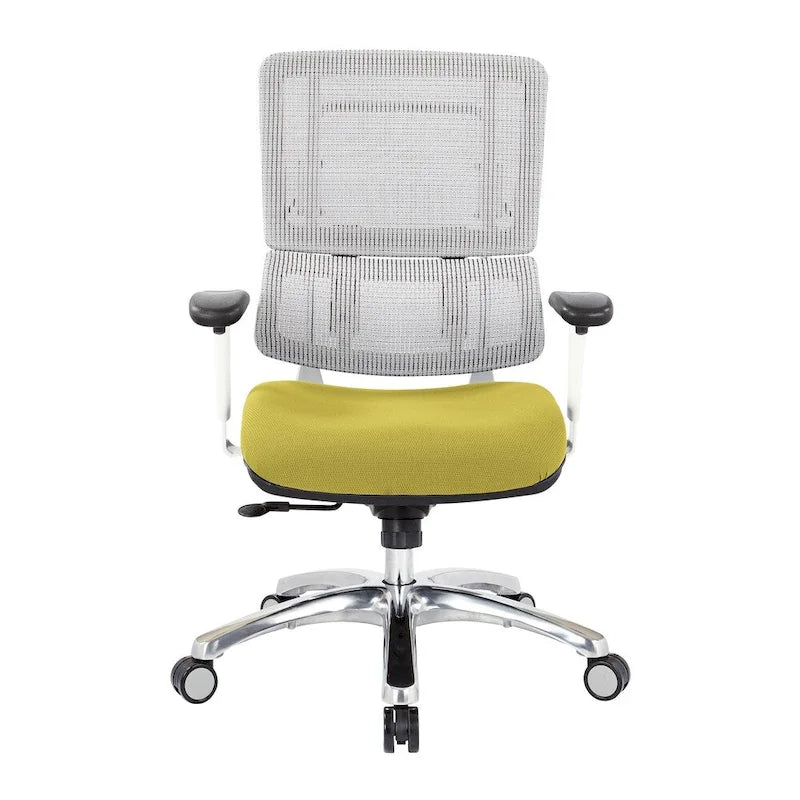Chaise de bureau dossier maille et assise tissu – Violet / Olive / Jade / Rouge / Ciel / Noir / Bleu / Orange, 1 place