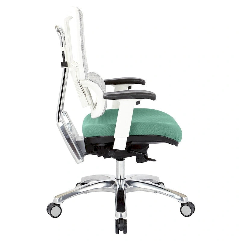 Chaise de bureau dossier maille et assise tissu – Violet / Olive / Jade / Rouge / Ciel / Noir / Bleu / Orange, 1 place