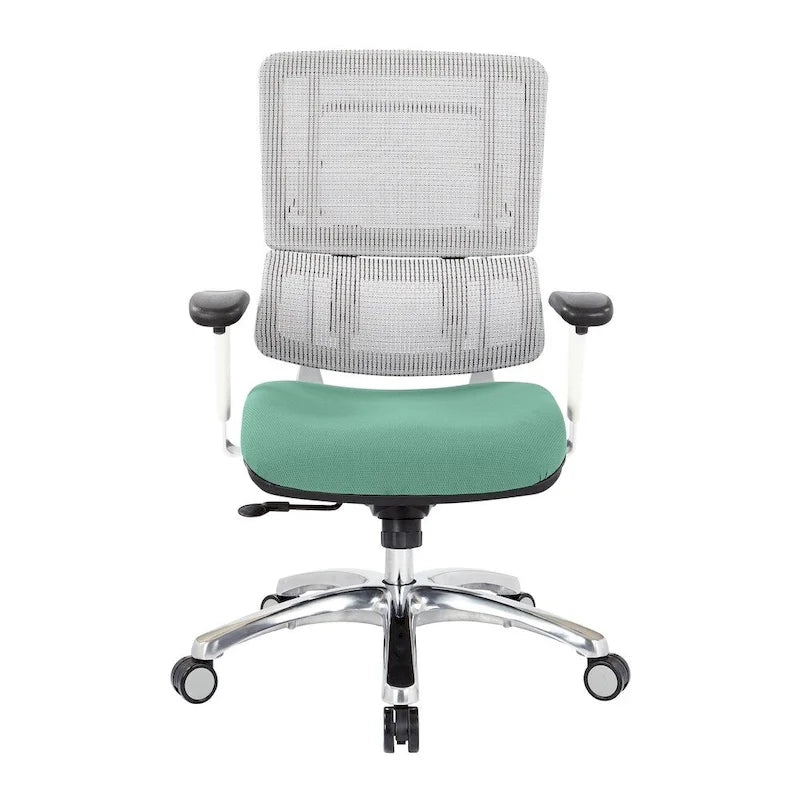 Chaise de bureau dossier maille et assise tissu – Violet / Olive / Jade / Rouge / Ciel / Noir / Bleu / Orange, 1 place