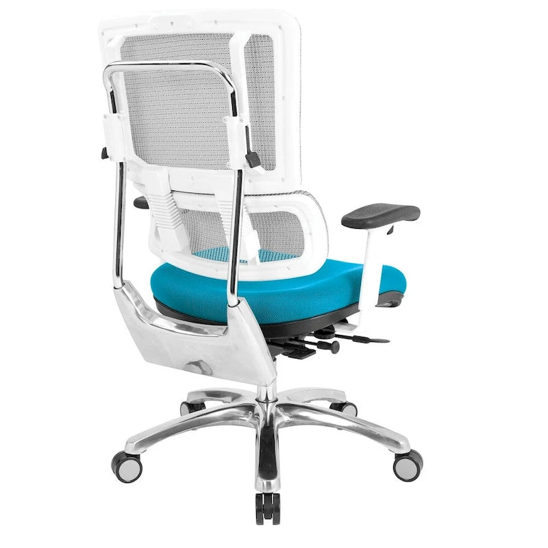 Chaise de bureau dossier maille et assise tissu – Violet / Olive / Jade / Rouge / Ciel / Noir / Bleu / Orange, 1 place