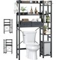 Étagère de rangement de toilettes noir / chêne gris / blanc, 7 niveaux, assemblage par une personne