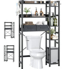 Étagère de rangement de toilettes noir / chêne gris / blanc, 7 niveaux, assemblage par une personne