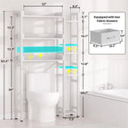 Étagère de rangement de toilettes noir / chêne gris / blanc, 7 niveaux, assemblage par une personne