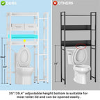Étagère de rangement de toilettes noir / chêne gris / blanc, 7 niveaux, assemblage par une personne