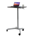Bureau mobile pneumatique assis-debout simple utilisateur, coloris expresso/blanc