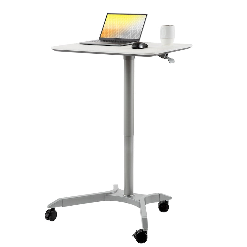Bureau mobile pneumatique assis-debout simple utilisateur, coloris expresso/blanc