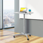Bureau mobile pneumatique assis-debout simple utilisateur, coloris expresso/blanc