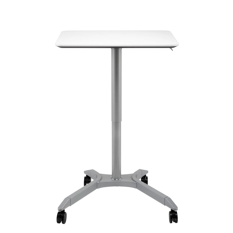 Bureau mobile pneumatique assis-debout simple utilisateur, coloris expresso/blanc