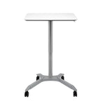 Bureau mobile pneumatique assis-debout simple utilisateur, coloris expresso/blanc
