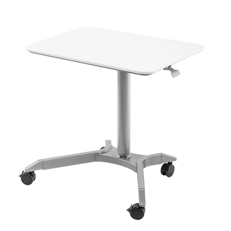 Bureau mobile pneumatique assis-debout simple utilisateur, coloris expresso/blanc