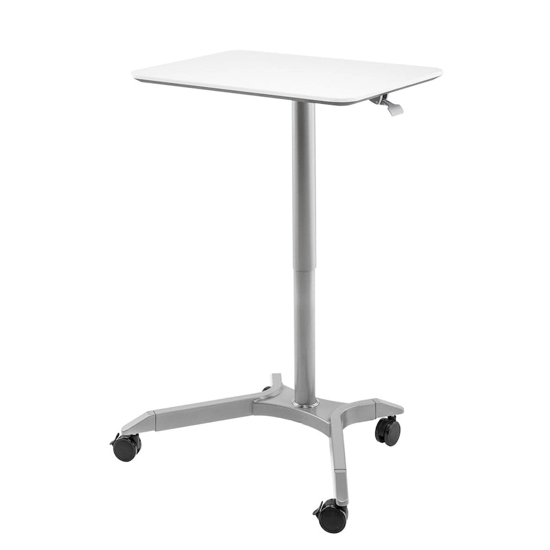 Bureau mobile pneumatique assis-debout simple utilisateur, coloris expresso/blanc